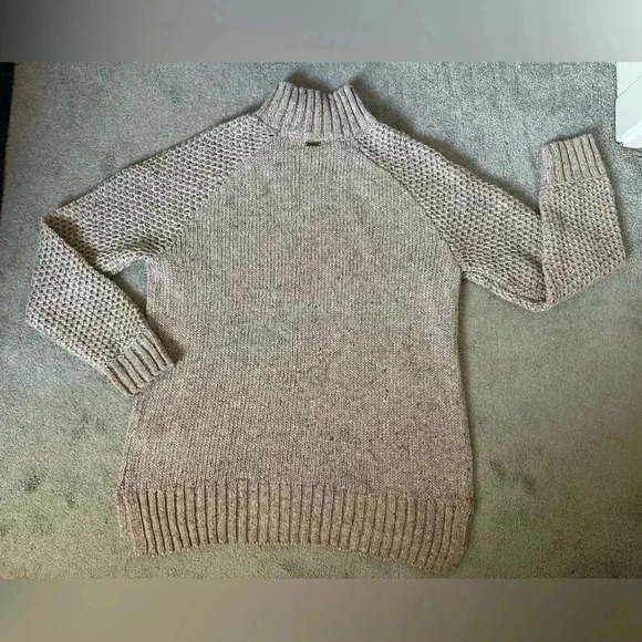 Prana Ibid Sweater Tunic Women’s Multi Tan Size Medium Wool Blend Turtleneck - Picture 8 of 9